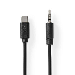 Audiosovitinkaapeli USB-C - 3,5mm Audiojack kaapeli musta.
