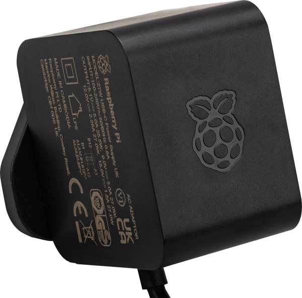 Raspberry pi 5 virtalähde musta. 5.1V 5A