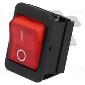 Keinukytkin - 30X22, 2N, ON-OFF, 250V 16A, Punainen
